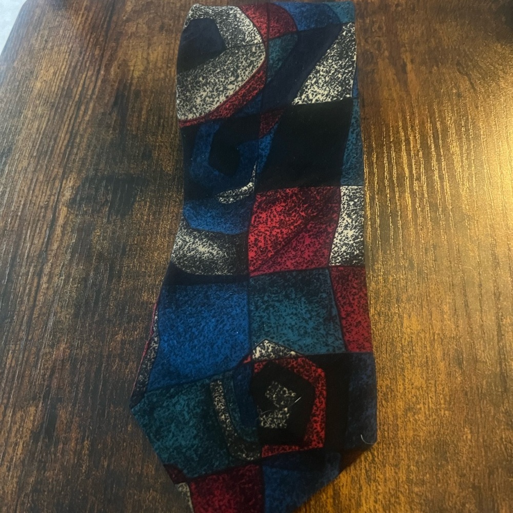 Geometric Patterned Tie - Multicolor Bugle Boy Vi… - image 1